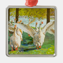 Dancing Geese Metal Tree Decoration
