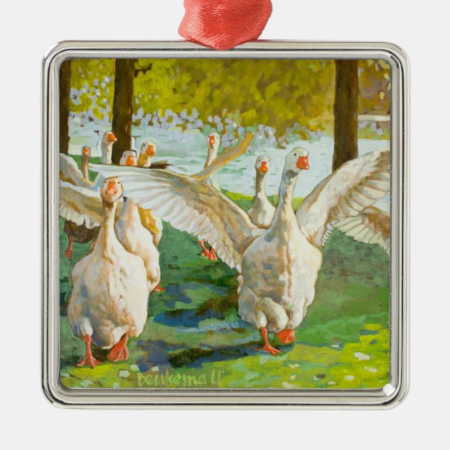 Dancing Geese Metal Tree Decoration (Front)