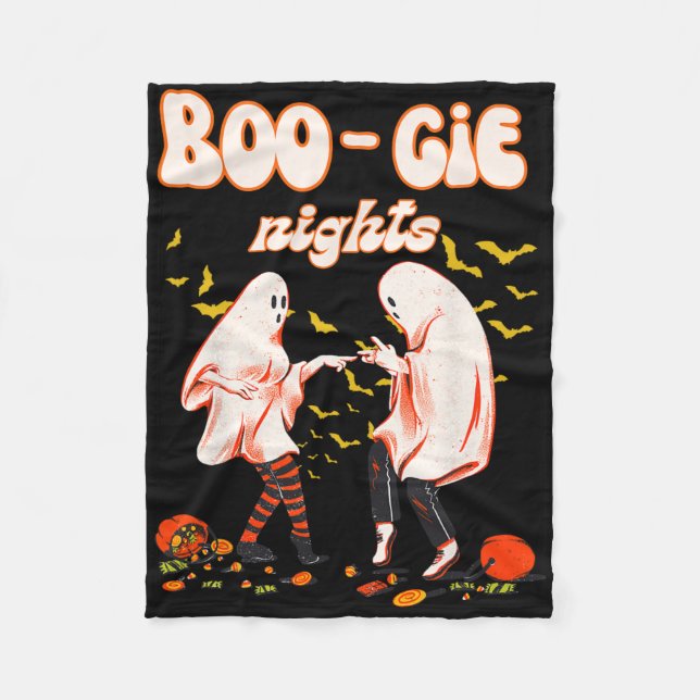 Dancing Ghost With Pumpkin Halloween Women's Graph Fleece Blanket (Front)