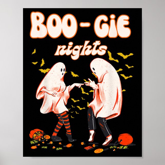 Dancing Ghost With Pumpkin Halloween Women's Graph Poster (Front)