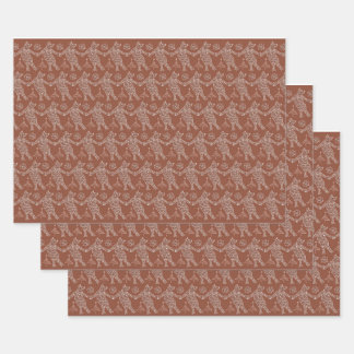 Dancing Gingerbread Cats Wrapping Paper Sheet