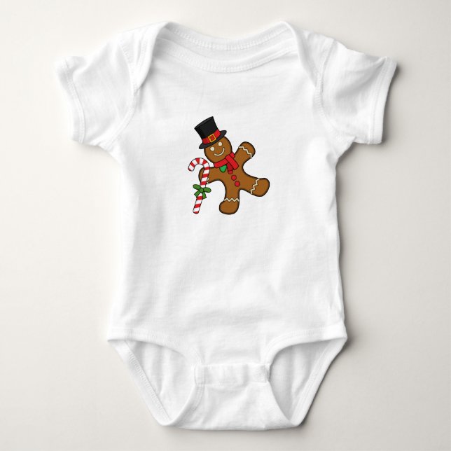 Dancing Gingerbread Man Baby Bodysuit (Front)