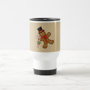 Dancing Gingerbread Man Travel Mug