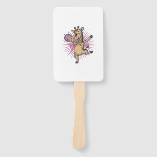 Dancing Giraffe Disco Ball Vintage Engraving Shirt Hand Fan