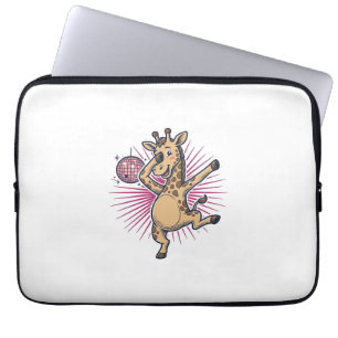 Dancing Giraffe Disco Ball Vintage Engraving Shirt Laptop Sleeve