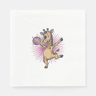 Dancing Giraffe Disco Ball Vintage Engraving Shirt Napkin