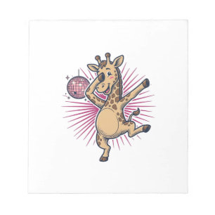 Dancing Giraffe Disco Ball Vintage Engraving Shirt Notepad