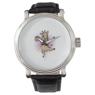 Dancing Giraffe Disco Ball Vintage Engraving Shirt Watch