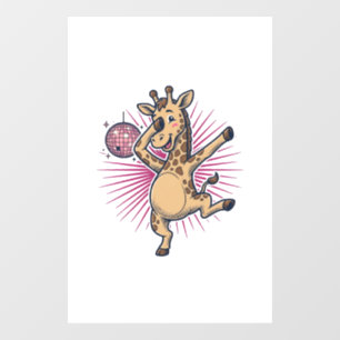 Dancing Giraffe Disco Ball Vintage Engraving Shirt Window Cling