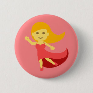 Dancing Girl Emoji 6 Cm Round Badge