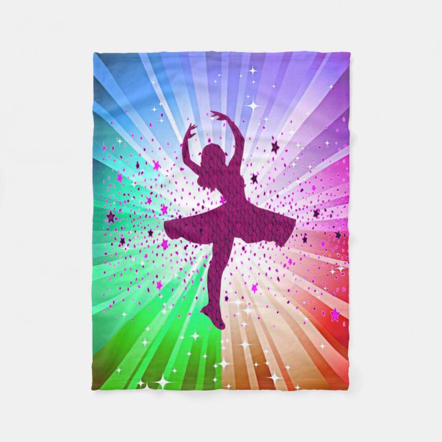 Dancing girl in bright lights blanket. fleece blanket (Front)