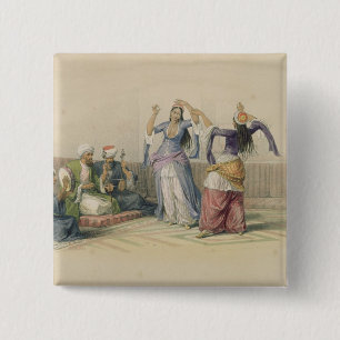 Dancing Girls at Cairo, from 'Egypt and Nubia' 15 Cm Square Badge