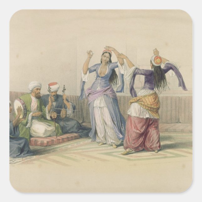 Dancing Girls at Cairo, from 'Egypt and Nubia' Square Sticker (Front)