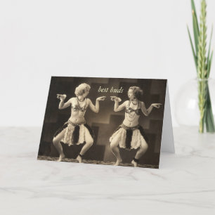 Dancing girls best friends greeting card