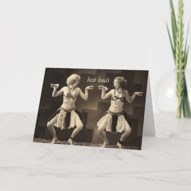 Dancing girls best friends greeting card (Front)