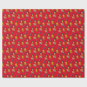Dancing girls fantasy collage wrapping paper