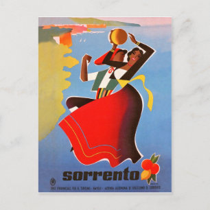 Dancing girls from Sorrento, Italy, vintage travel Postcard