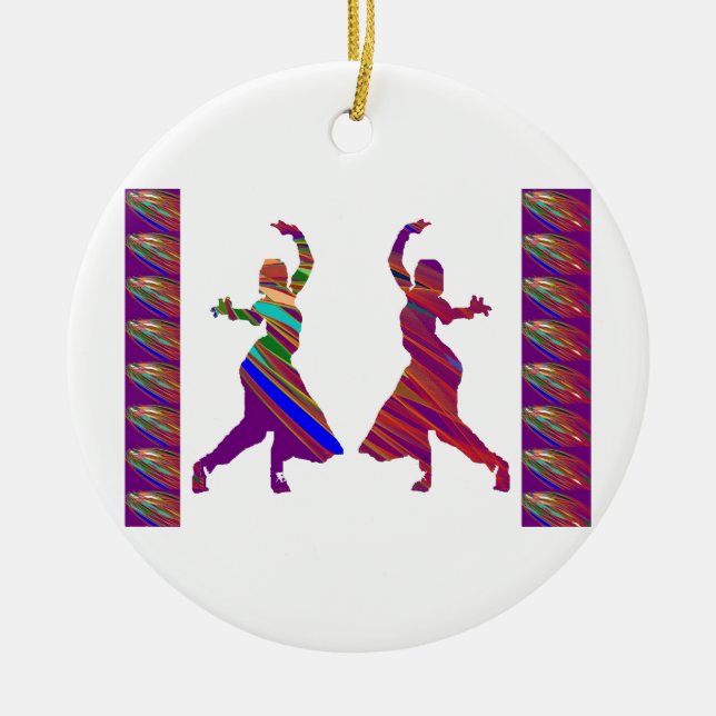 DANCING Girls :  Indian Bollywood Style Dance Ceramic Tree Decoration (Front)