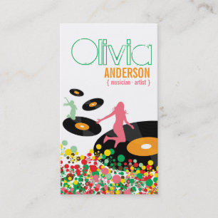 Dancing Girls Retro Vinyl Pop Dots Artist Business Business Card