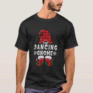 Dancing Gnome Buffalo Plaid Matching Christmas Fam T-Shirt