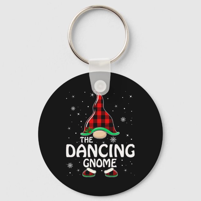 Dancing Gnome Buffalo Plaid Matching Family Christ Key Ring (Front)