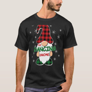 Dancing Gnome Buffalo Plaid Matching Family Christ T-Shirt