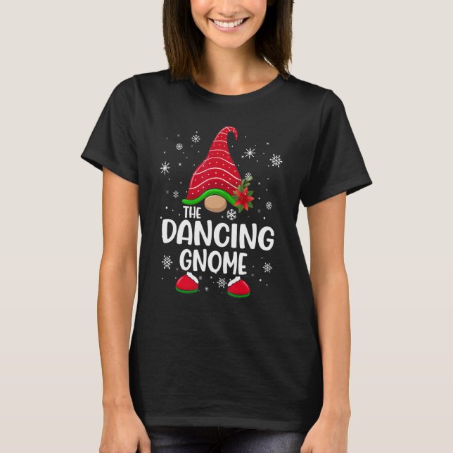 Dancing Gnome Buffalo Plaid Matching Family Christ T-Shirt (Front)
