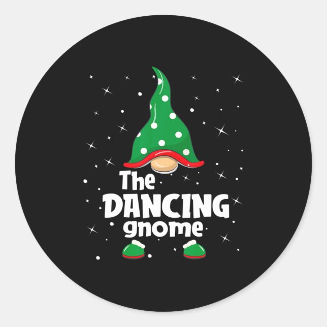 Dancing Gnome Family Matching Christmas Funny Paja Classic Round Sticker (Front)