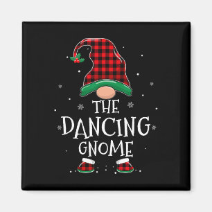 Dancing Gnome Xmas Family Matching Plaid Christmas Magnet