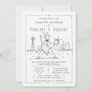 Dancing Goats Country Wedding Invitation