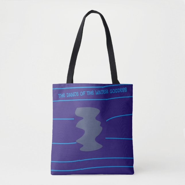 Dancing Goddess Tribal Ethnic Art Lights Blue Neon Tote Bag (Front)