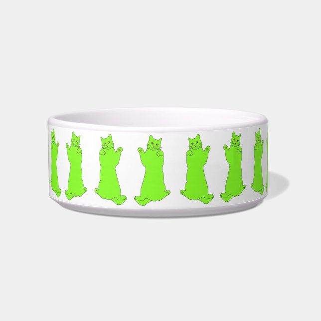Dancing Green Cats bowl (Front)