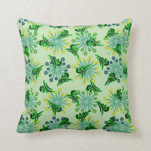 Dancing Green Flowers Cushion