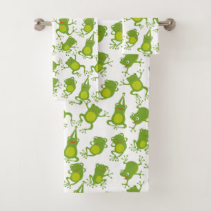 Dancing Green Frogs Bath Towel Set