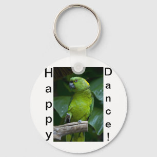 Dancing Green Parrot Key Ring