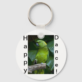 Dancing Green Parrot Key Ring