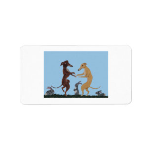 Dancing Greyhounds & Bunny Friends Invitation Label