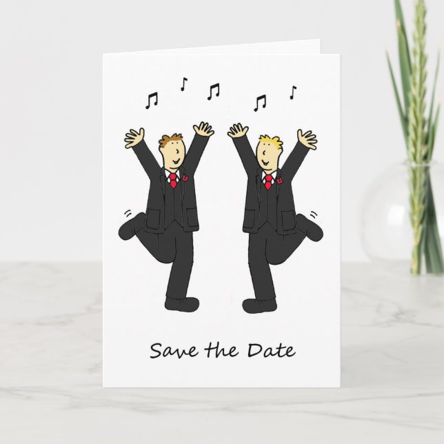 Dancing Grooms Save the Date  Announcement (Front)
