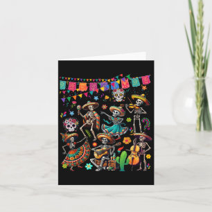 Dancing Group Floral Skeletons Mexican Dia De Los Card