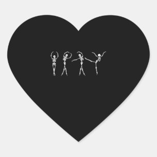 Dancing Gymnastics Skeleton  Halloween Heart Sticker