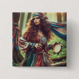 DANCING GYPSI  15 CM SQUARE BADGE