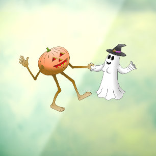 Dancing Halloween Pumpkin and Ghost Window Cling
