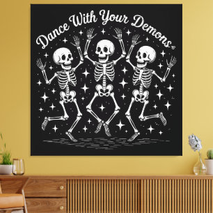 Dancing Halloween Skeletons Canvas Print