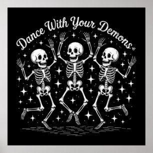 Dancing Halloween Skeletons Poster