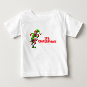 Dancing Happy Elf with Its Christmas Design Baby T-Shirt