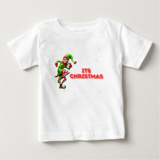 Dancing Happy Elf with Its Christmas Design Baby T-Shirt