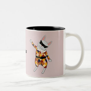 Dancing Harlequin Bunny Customisable Mug