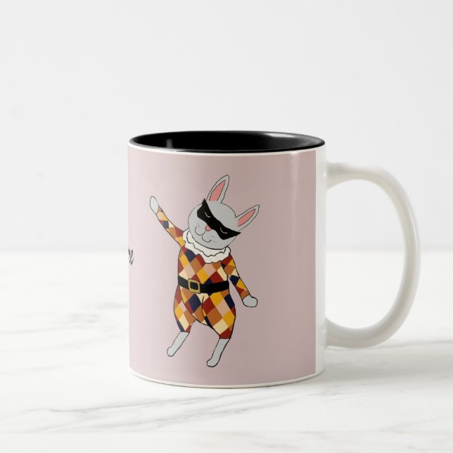 Dancing Harlequin Bunny Customisable Mug (Right)