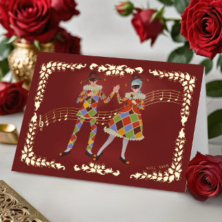 Dancing Harlequins  Foil Greeting Card