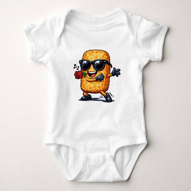 Dancing Hash Brown Baby Bodysuit (Front)